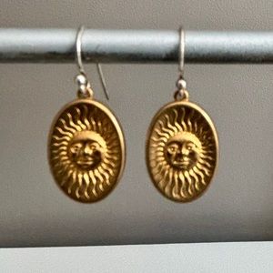 Brass Sun Earrings With Sterling Silver Ear Hooks